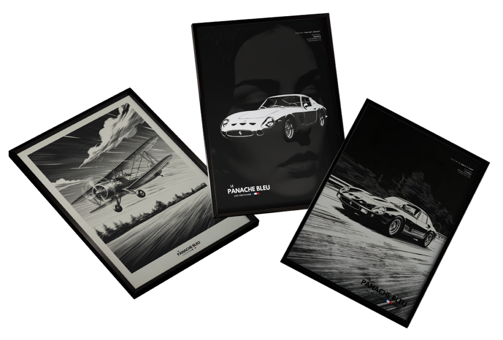 Les 3 produits collectors "Hurriplane", "Velvet Drive" et "Midnight Run" vendus par Le Panache Bleu en édition limitée.